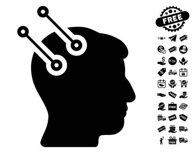 Sinirsel arayüz konektörleri simgesi ücretsiz bonus