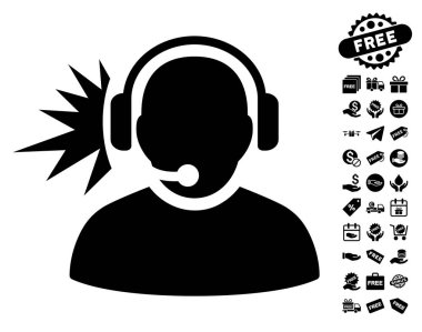 Ücretsiz Bonus ile operatör kulaklık sinyal simgesi