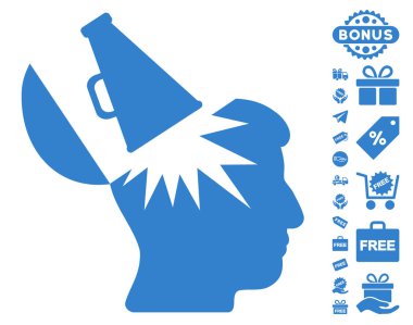 Ücretsiz Bonus ile açık beyin megafon simgesi