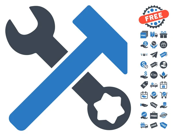 Hammer and Wrench Icon with free Bonus — стоковый вектор