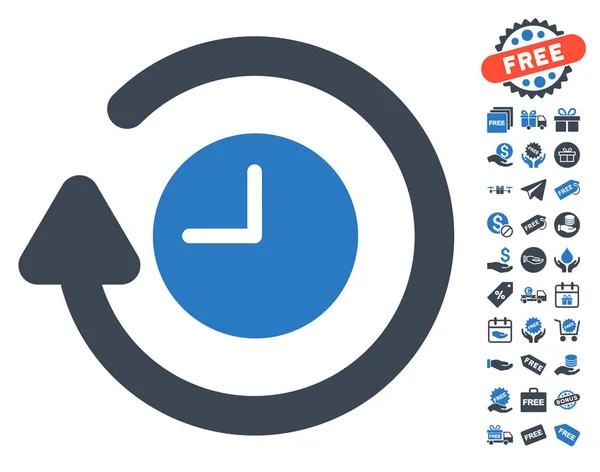 Répétez l'icône de l'horloge avec bonus gratuit — Image vectorielle