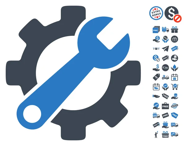 Ícone de ferramentas de serviço com bônus grátis — Vetor de Stock