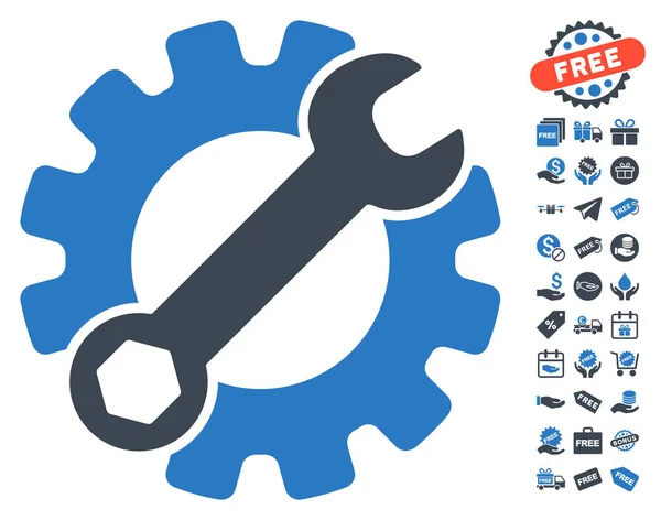 Icono de herramientas de servicio con bono gratis — Vector de stock