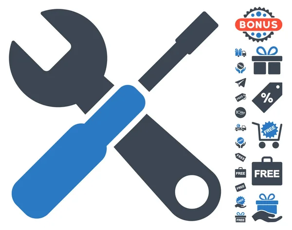 Icono de herramientas con bono gratis — Vector de stock