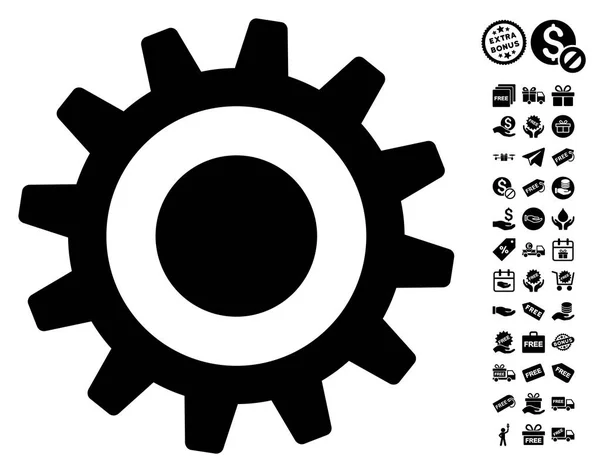 Cogwheel Icon With Free Bonus — Stock Vector