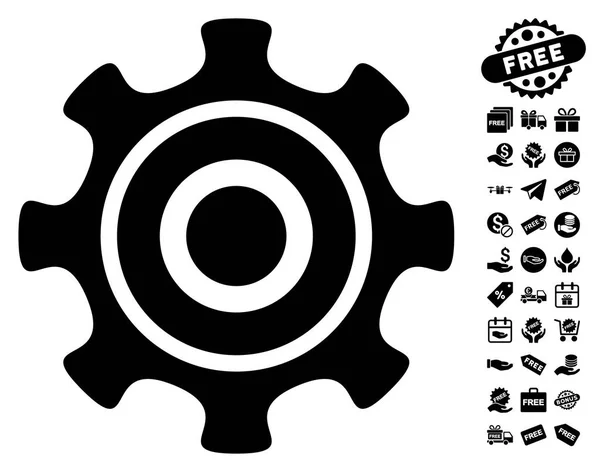 ไอคอน Cogwheel พร้อมโบนัสฟรี — ภาพเวกเตอร์สต็อก