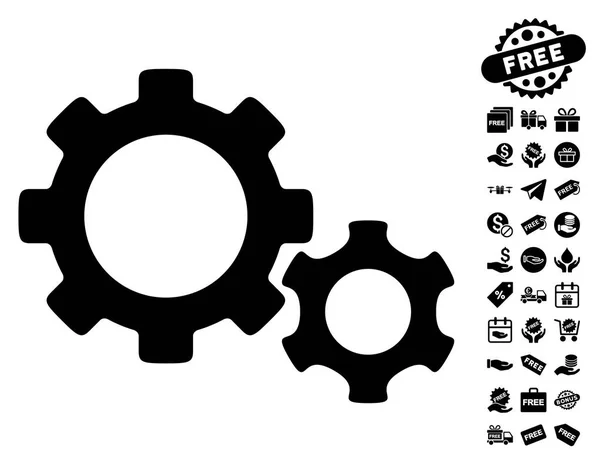 Значок Gears с бесплатным бонусом — стоковый вектор