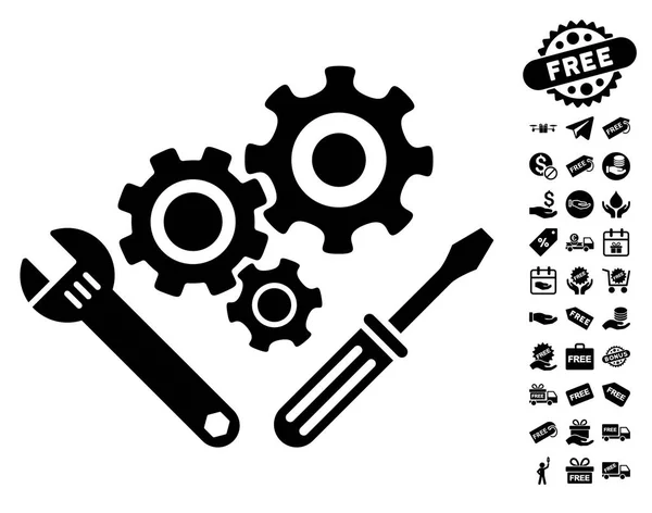 Mechanik Werkzeuge Symbol mit kostenlosem Bonus — Stockvektor
