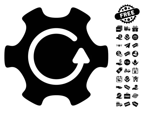 Rotate Gear Icon with Free Bonus — стоковый вектор