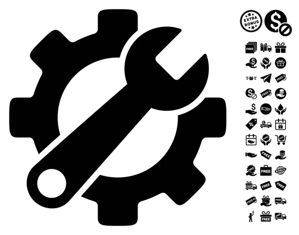 Icono de herramientas de servicio con bono gratis — Archivo Imágenes Vectoriales