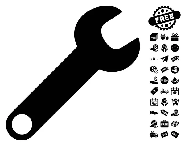 Schraubenschlüssel-Symbol mit kostenlosem Bonus — Stockvektor