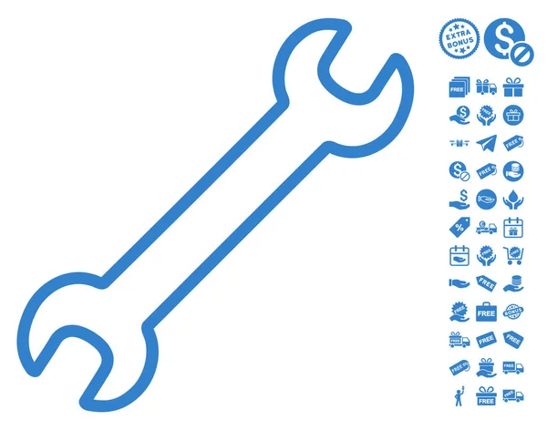 Icono de Llave de contorno con bono gratis — Vector de stock