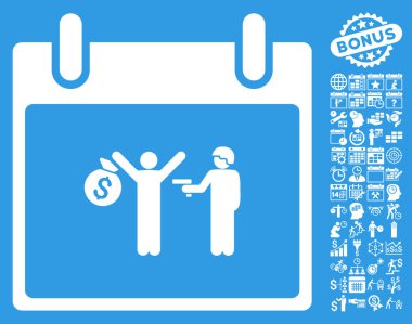 Bonus ile tutuklama takvim gün düz vektör simgesi