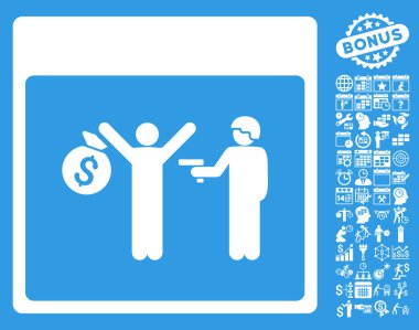 Bonus ile tutuklama takvim sayfa düz vektör simgesi