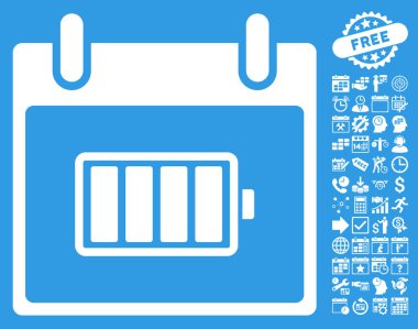 Pil takvim gün düz vektör simgesi Bonus ile