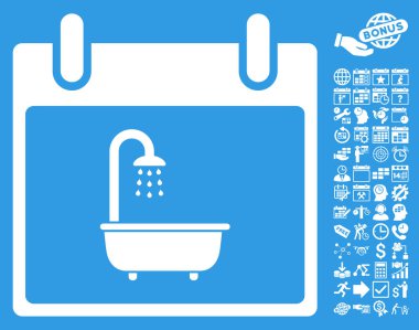 Bonus ile banyo takvim gün düz vektör simgesi