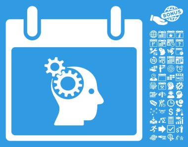 Bonus ile beyin Gears takvim gün düz vektör simgesi