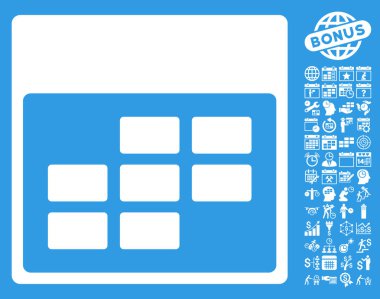 Bonus ile takvim ayı kılavuz düz vektör simgesi