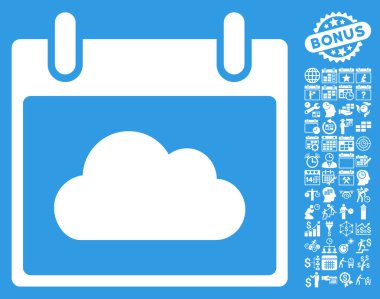 Bonus ile bulut takvim gün düz vektör simgesi