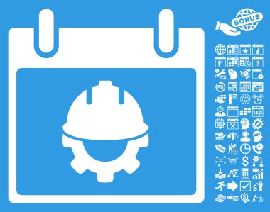 Bonus ile Geliştirme takvim gün düz vektör simgesi