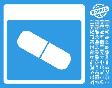 Takvim sayfası düz vektör simge Bonus ile ilaç kapsül