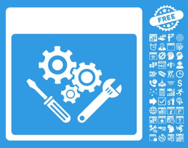 Vites araçlar ile Bonus sayfa düz vektör simge takvim