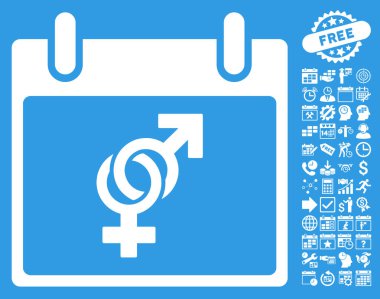 Bonus ile evlilik takvim gün düz vektör simgesi