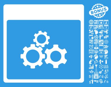 Mekanik vites ile Bonus sayfa düz vektör simge takvim