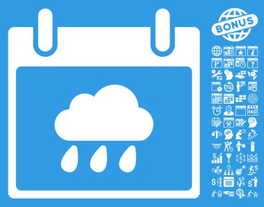 Yağmur bulutu takvim gün düz vektör simge Bonus ile