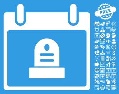 Bonus ile rip anıt takvim gün düz vektör simgesi