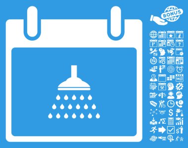 Bonus ile duş takvim gün düz vektör simgesi