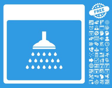 Bonus ile duş takvim sayfa düz vektör simgesi