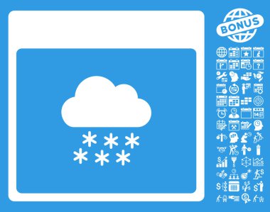 Bonus ile kar bulut takvim sayfa düz vektör simgesi