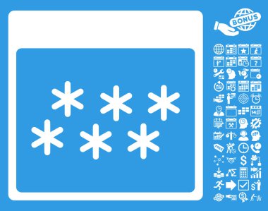 Kar taneleri ile Bonus sayfa düz vektör simge takvim