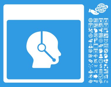 Telefonla satış operatör takvim sayfa düz vektör simge Bonus ile