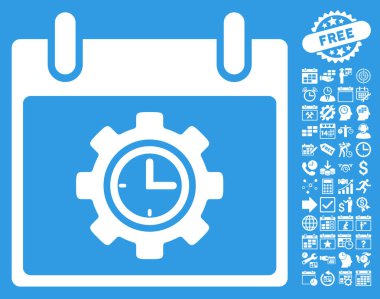 Bonus ile zaman dişli takvim gün düz vektör simgesi