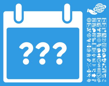 Bonus ile bilinmeyen gün takvim sayfa düz vektör simgesi