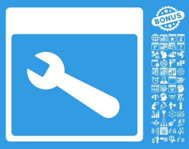 İngiliz anahtarı aracı takvim sayfa düz vektör simgesi Bonus ile