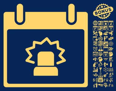 Bonus ile uyarı takvim gün düz vektör simgesi