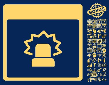 Bonus ile uyarı takvim sayfa düz vektör simgesi