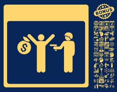 Bonus ile tutuklama takvim sayfa düz vektör simgesi