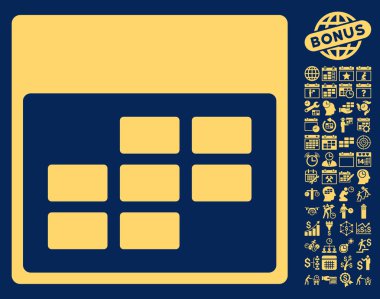 Bonus ile takvim ayı kılavuz düz vektör simgesi