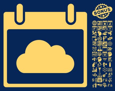 Bonus ile bulut takvim gün düz vektör simgesi