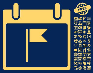 Bayrak takvim gün düz vektör simgesi Bonus ile