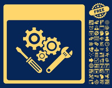 Vites araçlar ile Bonus sayfa düz vektör simge takvim