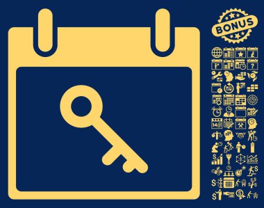 Bonus ile anahtar takvim gün düz vektör simgesi