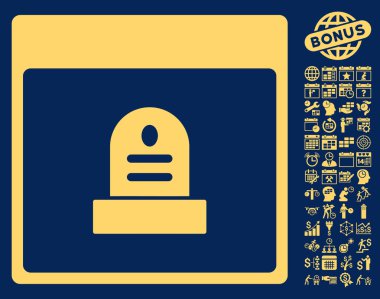 Anıt mezar taşı takvim sayfa düz vektör simge Bonus ile