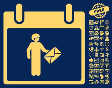 Postacı takvim gün düz vektör simge Bonus ile