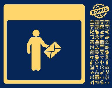 Postacı takvim sayfa düz vektör simge Bonus ile