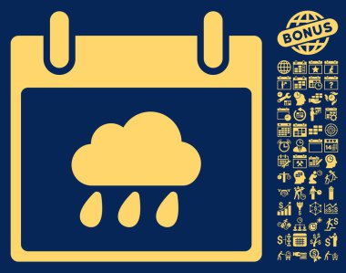 Yağmur bulutu takvim gün düz vektör simge Bonus ile
